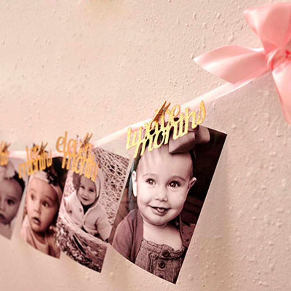 Blush Pink and Gold First Birthday Photo Banner